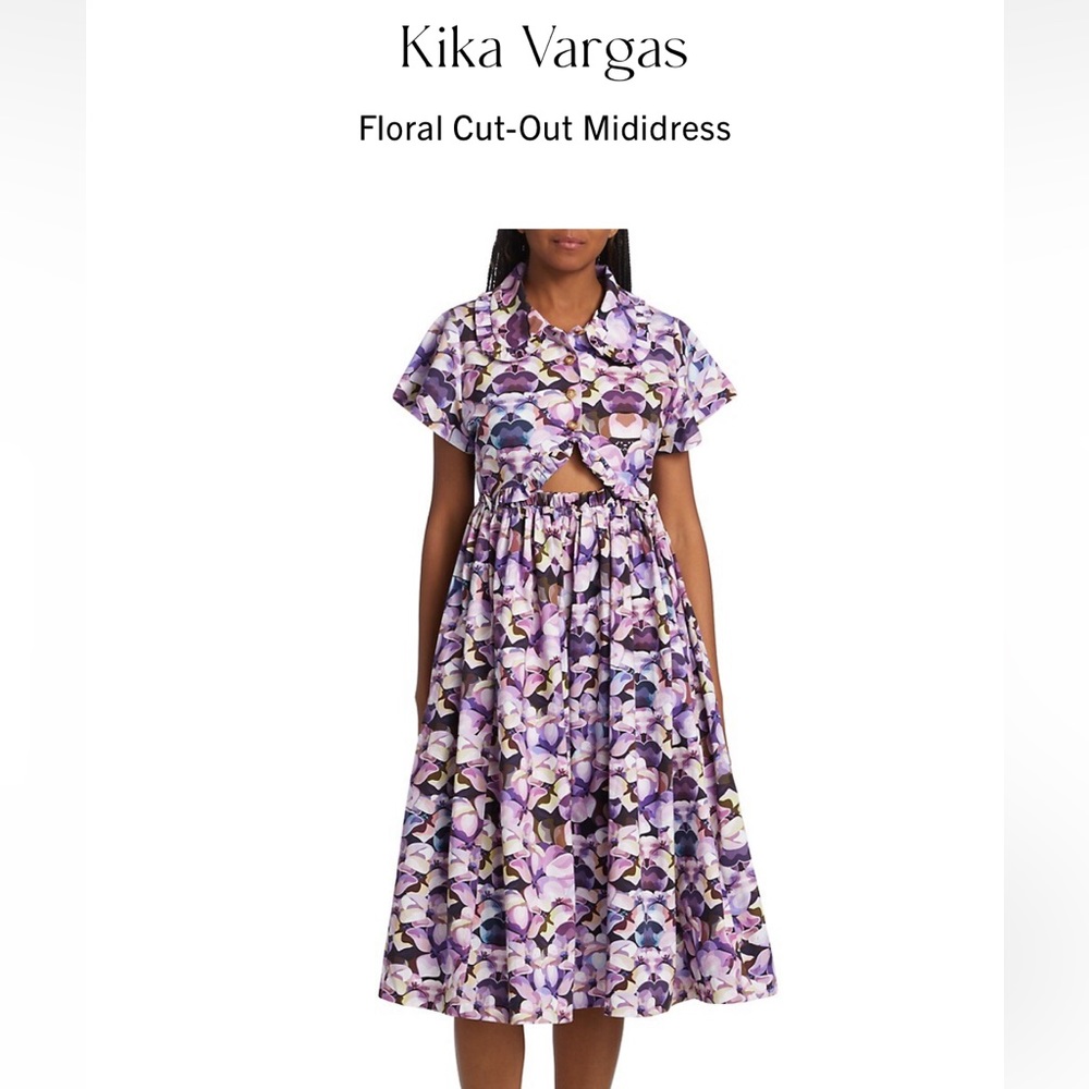 Kika Varges Floral Cutout Mididress, Size XS, NWT